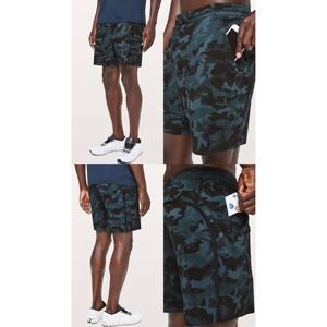 Lululemon Pace Breaker Lined Shorts 9 Camo Blue Black Mens XL Running Training
